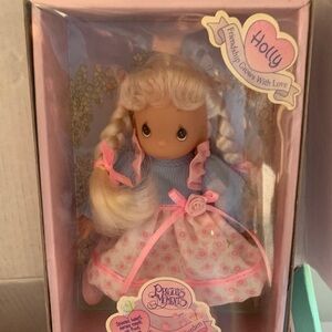 Precious Moments Blonde Holly Doll in Pink & Blue Outfit